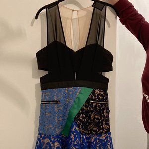 SELF-PORTRAIT DRESS with LACE + MESH BODICE